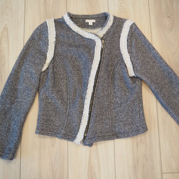 GAP Terry Motto Jacket Sz Small A-Symmetrical Zipper Fur Lining Preppy Style - Picture 9 of 12